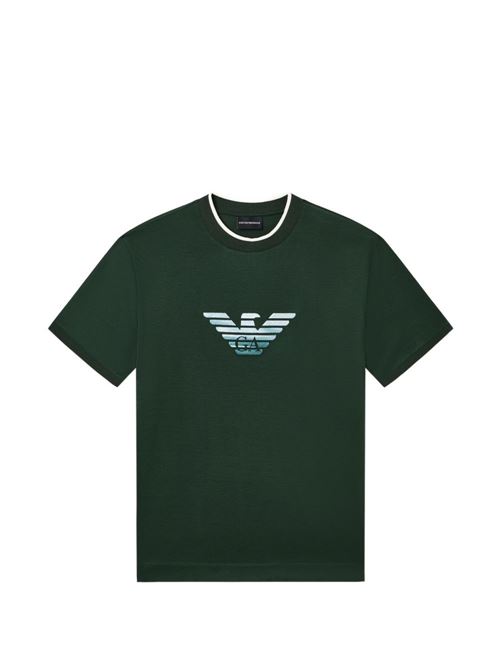 T-shirt uomo Emporio Armani verde inglese manica corta con logo EMPORIO ARMANI | EM005271AF10017U7263